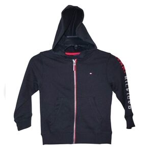 Tommy Hilfiger size 4 Black and Red Full-Zip Hoodie with Long Sleeves